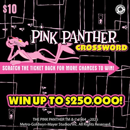 PINK PANTHER CROSSWORD scratch-off ticket