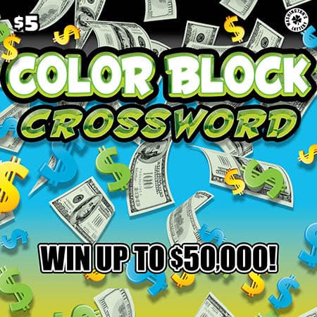 COLOR BLOCK CROSSWORD scratch-off ticket