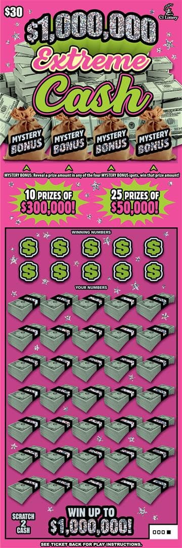 $1,000,000 EXTREME CASH scratch-off ticket