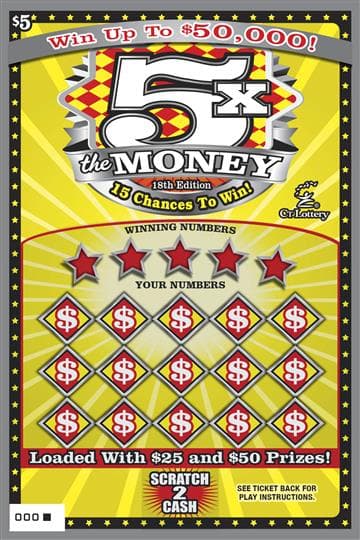 5X THE MONEY 18TH EDITION scratch-off ticket