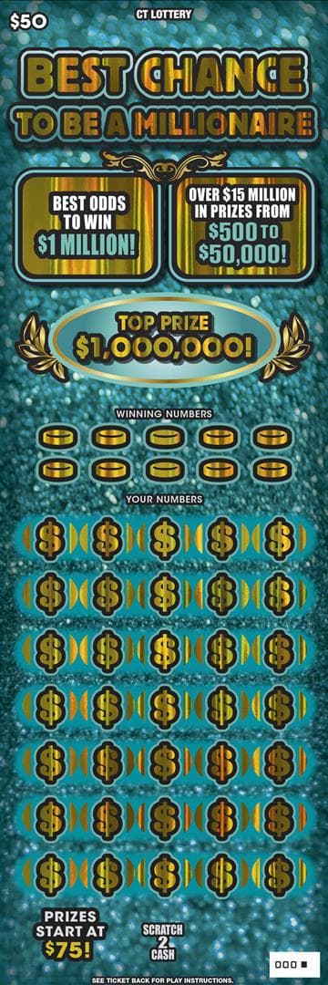 BEST CHANCE TO BE A MILLIONAIRE scratch-off ticket