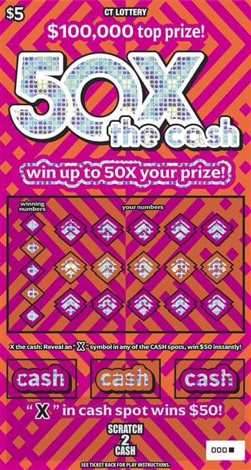 50X THE CASH scratch-off ticket