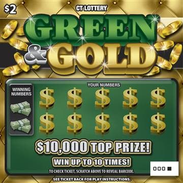 GREEN & GOLD scratch-off ticket