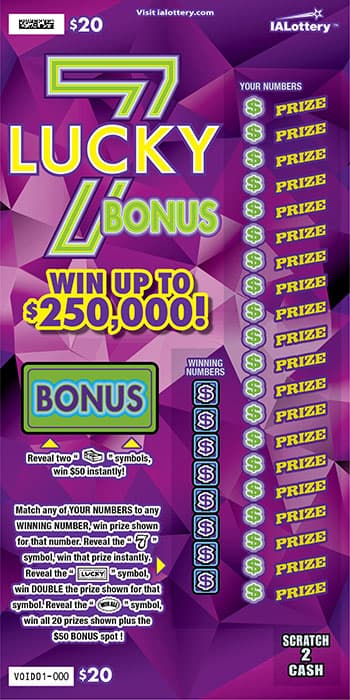 LUCKY 7 BONUS scratch-off ticket