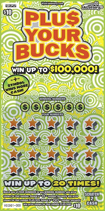 PLU$ YOUR BUCKS scratch-off ticket