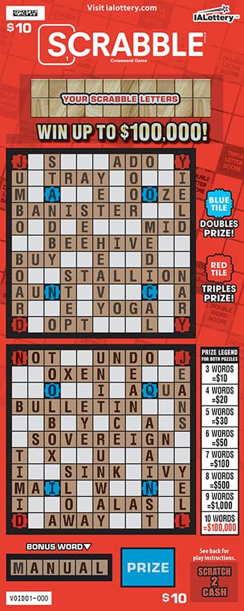 SCRABBLE™ CROSSWORD GAME scratch-off ticket