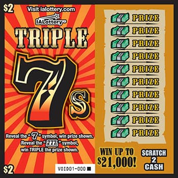 TRIPLE 7S scratch-off ticket