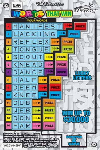 WORDS THAT WIN scratch-off ticket