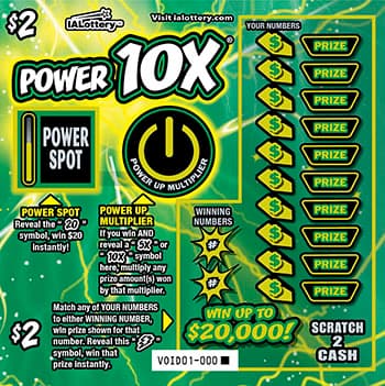 POWER 10X® scratch-off ticket