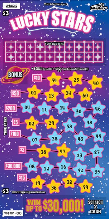 LUCKY STARS scratch-off ticket