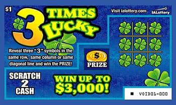 3 TIMES LUCKY scratch-off ticket