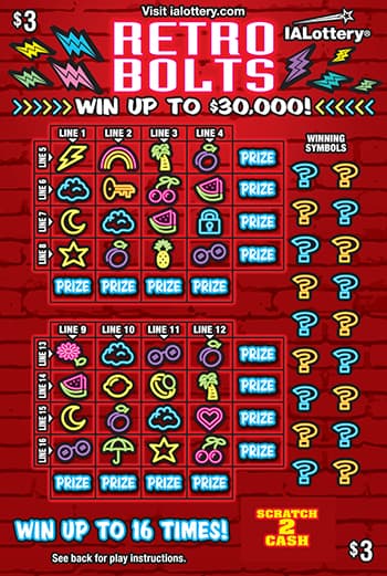 RETRO BOLTS scratch-off ticket