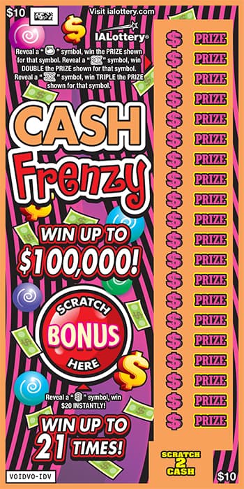 CASH FRENZY scratch-off ticket
