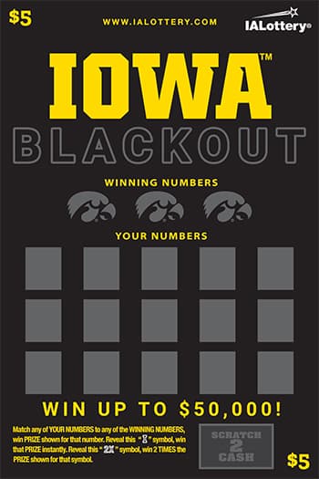 IOWA™ BLACKOUT scratch-off ticket