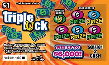 TRIPLE LUCK scratch-off ticket