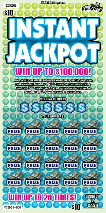 INSTANT JACKPOT scratch-off ticket