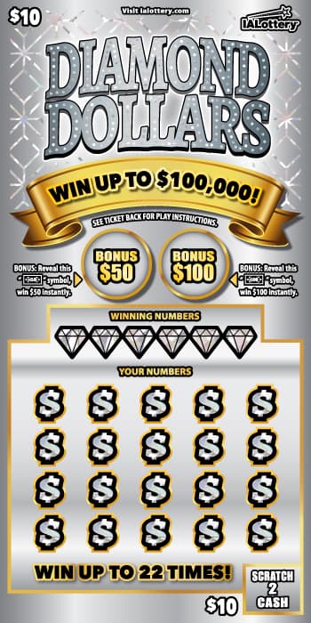 DIAMOND DOLLARS scratch-off ticket