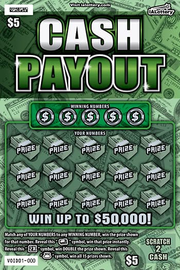 CASH PAYOUT scratch-off ticket