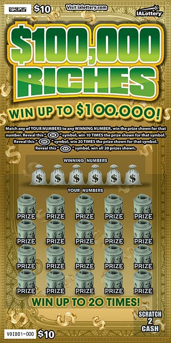 $100,000 RICHES scratch-off ticket