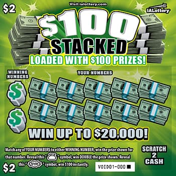 $100 STACKED scratch-off ticket