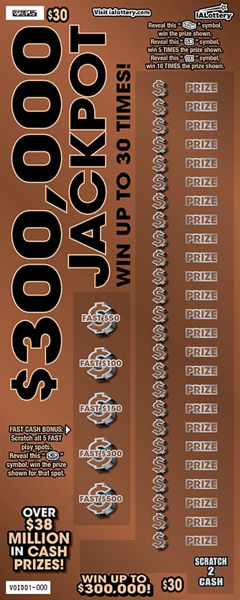 $300,000 JACKPOT scratch-off ticket