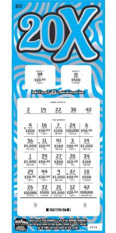 20X MULTIPLIER scratch-off ticket