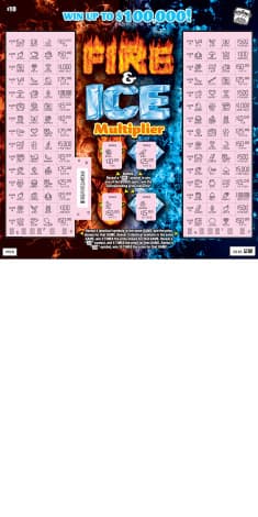 FIRE & ICE MULTIPLIER scratch-off ticket