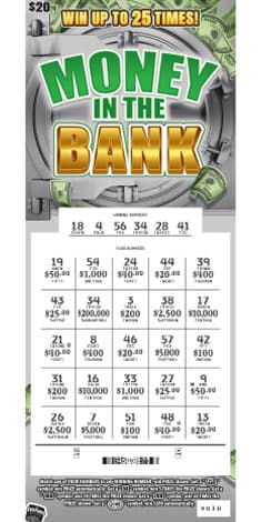 MONEY IN THE BANK scratch-off ticket