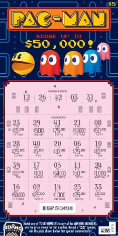 PAC-MAN scratch-off ticket