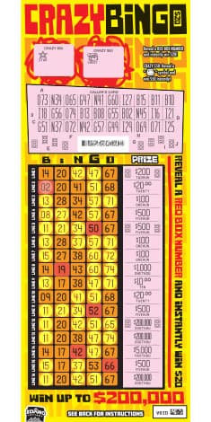 CRAZY BINGO scratch-off ticket