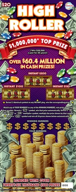 HIGH ROLLER scratch-off ticket