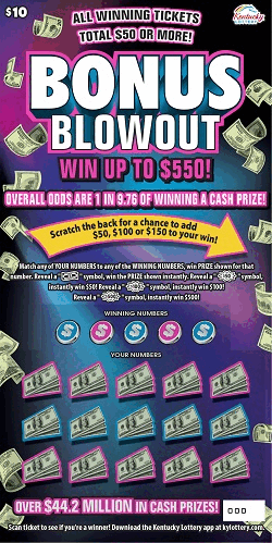 BONUS BLOWOUT scratch-off ticket