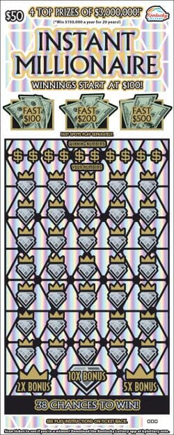 INSTANT MILLIONAIRE scratch-off ticket
