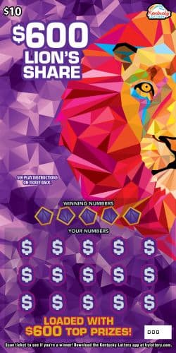 $600 LION'S SHARE scratch-off ticket