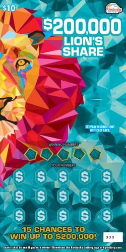 $200,000 LION'S SHARE scratch-off ticket