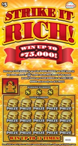 STRIKE IT RICH scratch-off ticket