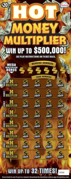 HOT MONEY MULTIPLIER scratch-off ticket