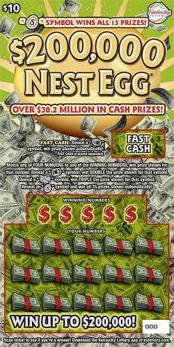 $200,000 NEST EGG ® scratch-off ticket