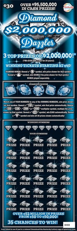 $2,000,000 DIAMOND DAZZLER scratch-off ticket