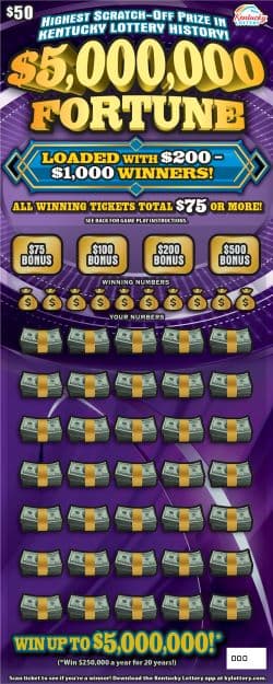 $5,000,000 FORTUNE scratch-off ticket