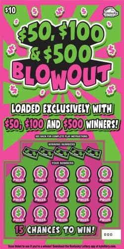 $50, $100, & $500 BLOWOUT scratch-off ticket