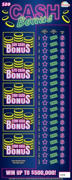 CASH BONUS scratch-off ticket