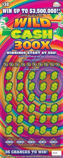 WILD CASH 300X scratch-off ticket