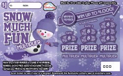 SNOW MUCH FUN MULTIPLIER scratch-off ticket