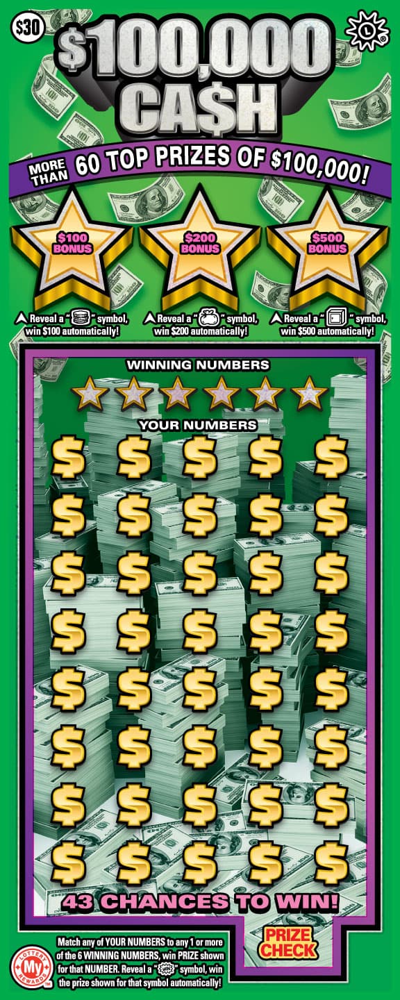 $100,000 CA$H scratch-off ticket
