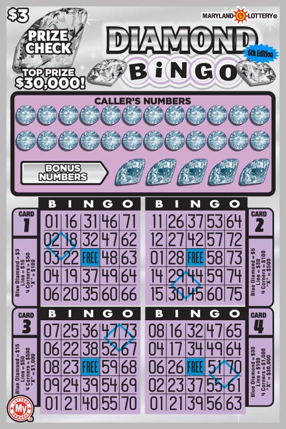 DIAMOND BINGO scratch-off ticket