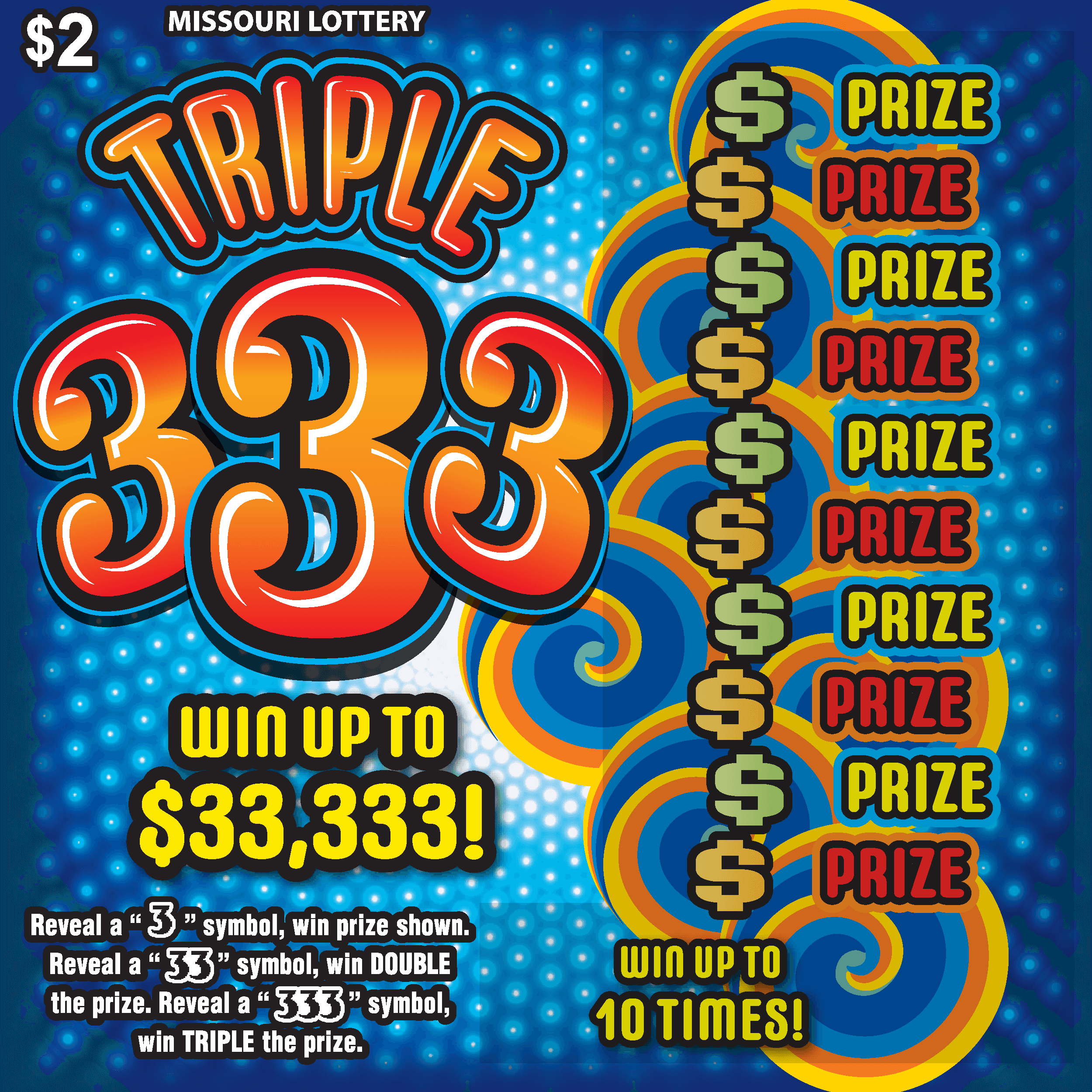 TRIPLE 333 scratch-off ticket