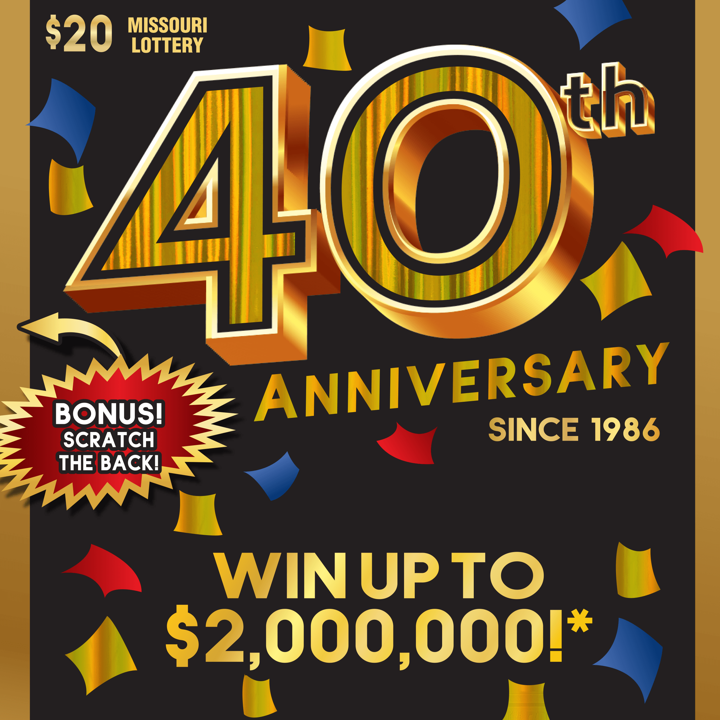 40TH ANNIVERSARY scratch-off ticket