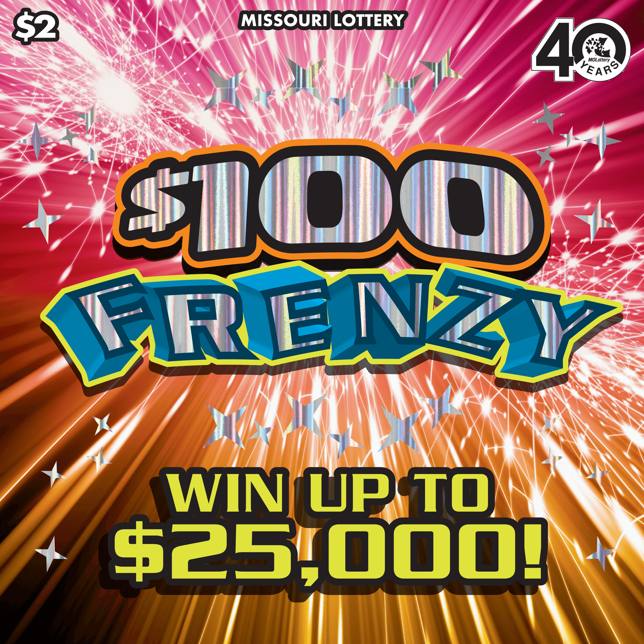 $100 FRENZY scratch-off ticket