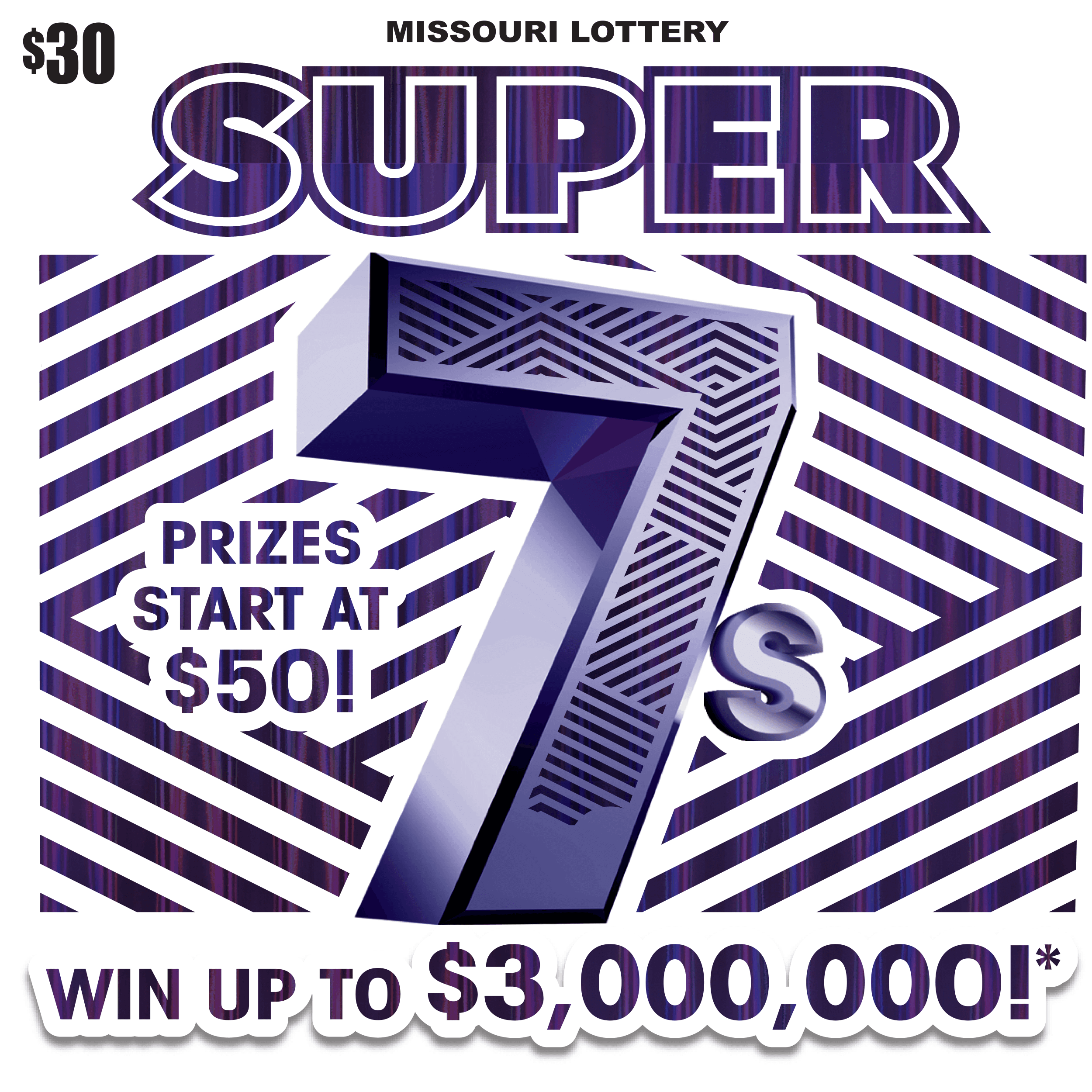 SUPER 7S scratch-off ticket